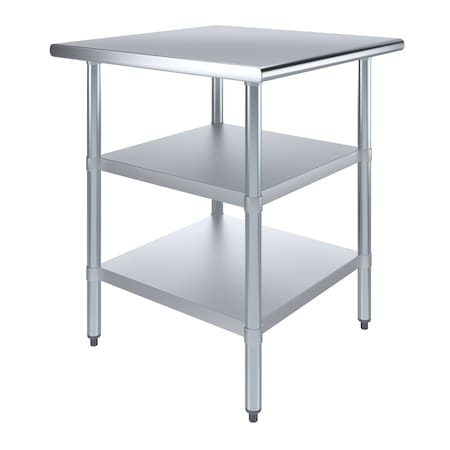 Amgood 30 in. x 24 in. Stainless Steel Table With Two Undershelves AMG WT-3030-2SH